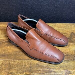 ECCO‎ Brown Leather Slip On Loafer Mens 45 US 11-11.5  Dress Shoes Shock Point